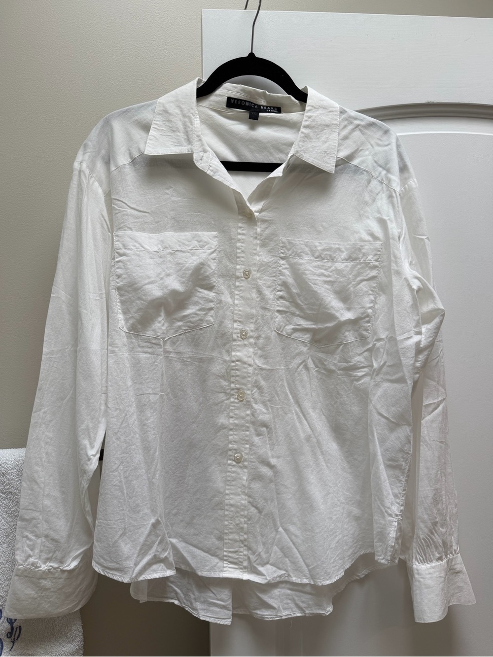Veronica Beard Jeans White Cotton Button Down Shirt Size Large
